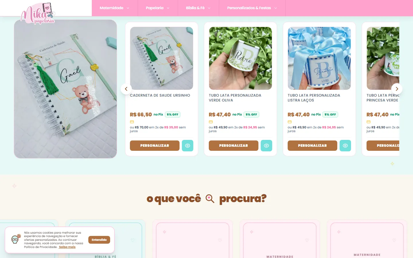 Tela 2 do projeto Mika Papelaria
